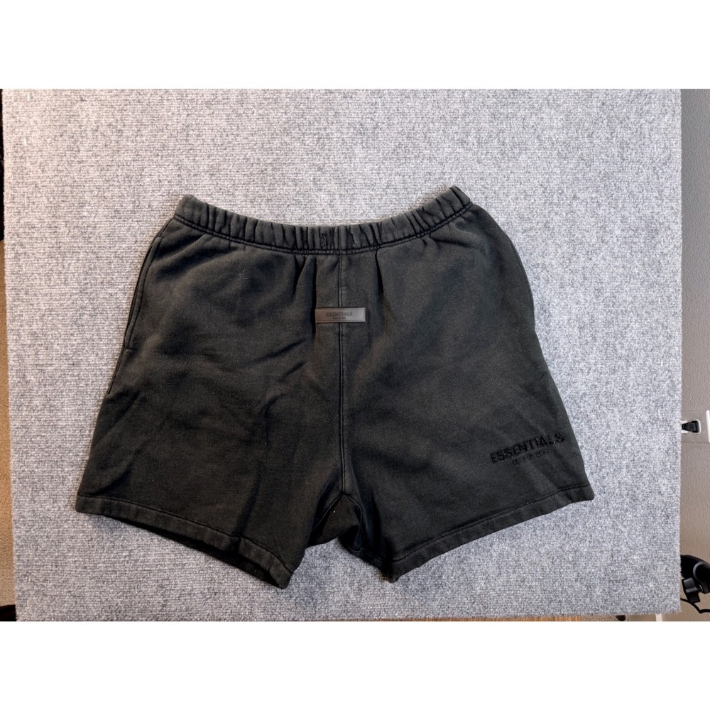 Fear of God Essentials Mens Large Black Fleece Sweat Shorts Faded Streetwear L
